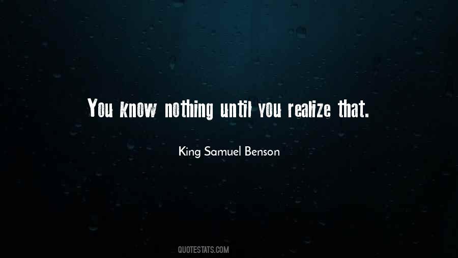 King Samuel Benson Quotes #1726838