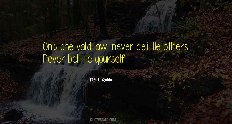 Never Belittle Quotes #494505