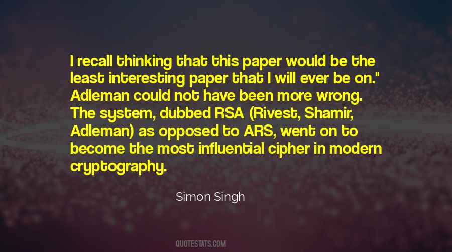 Rivest Shamir Adleman Quotes #879324