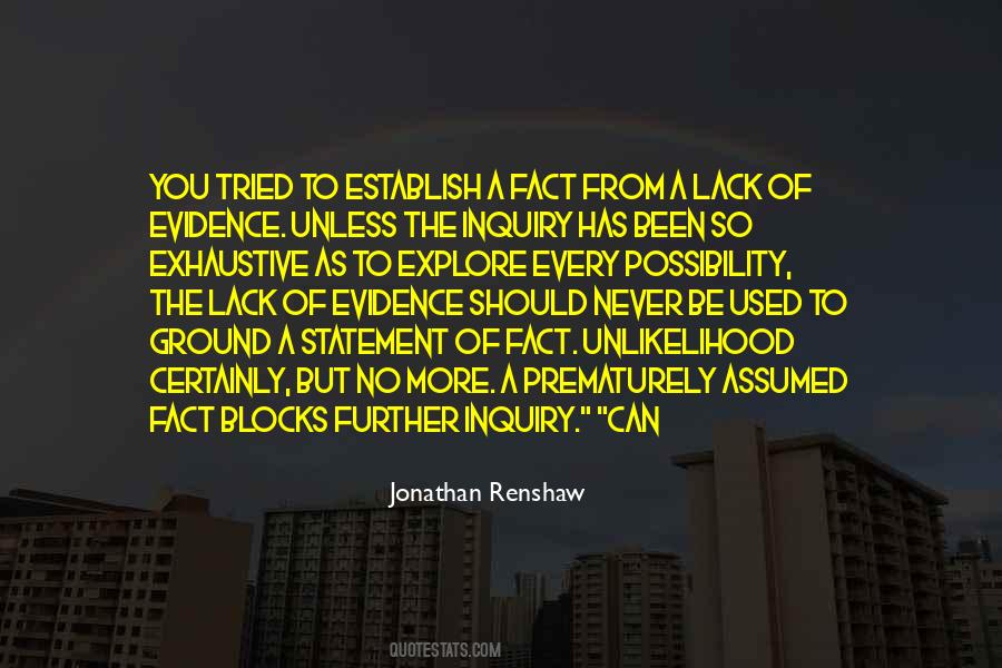 Lack Of Evidence Quotes #1042546