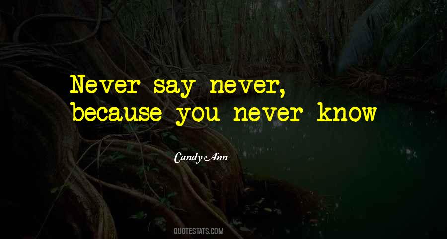 Because You Never Know Quotes #1088654