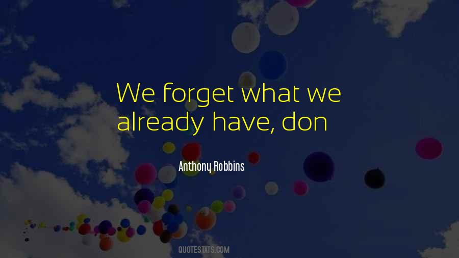 We Forget What We Have Quotes #1340331