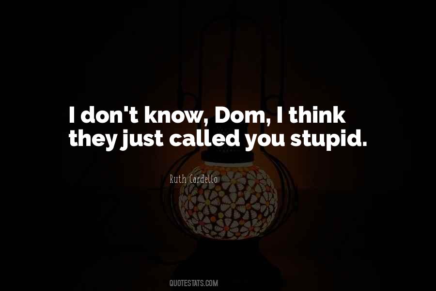 Don't Think I'm Stupid Quotes #252029