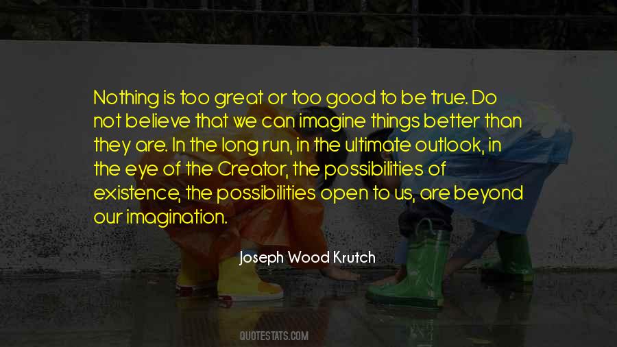 Nothing Is Too Good To Be True Quotes #314729