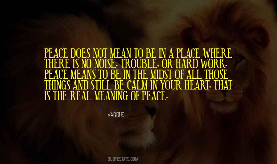 Peace Does Not Mean To Be In A Place Quotes #1824824