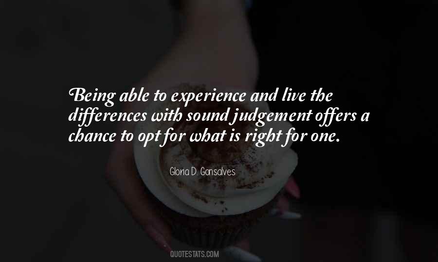 Experience Judgement Quotes #951871
