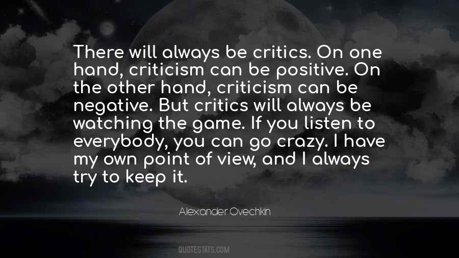 Positive Criticism Quotes #1661032