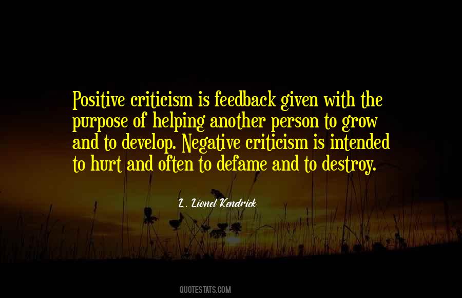 Positive Criticism Quotes #1849907