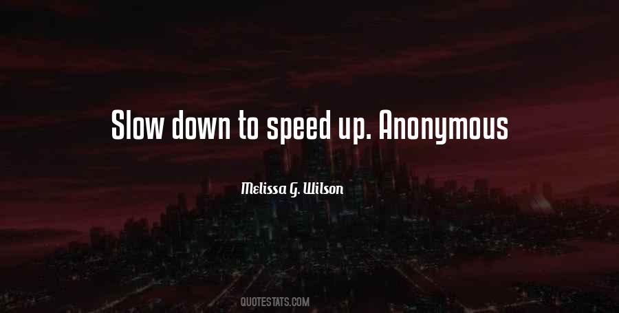 Slow Down To Speed Up Quotes #1132876