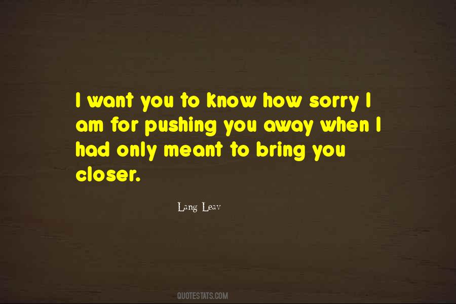 Sorry For Pushing You Away Quotes #560033