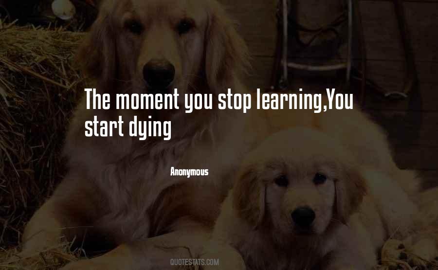 The Moment You Stop Learning Quotes #533764