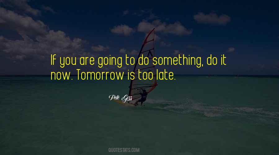 Tomorrow Maybe Too Late Quotes #1610458