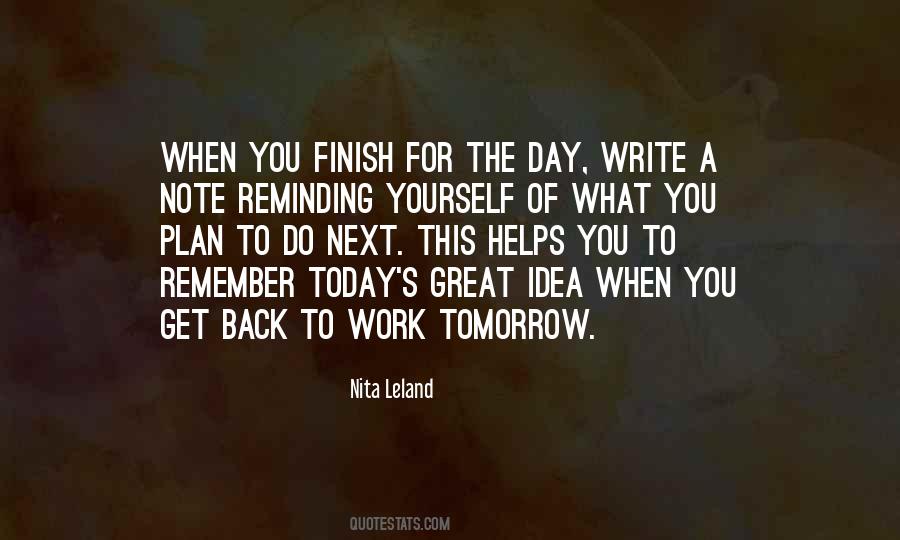 Work For Tomorrow Quotes #1301522
