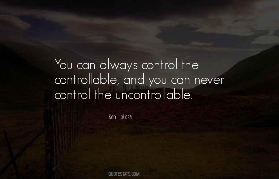 You Can't Control The Uncontrollable Quotes #525027
