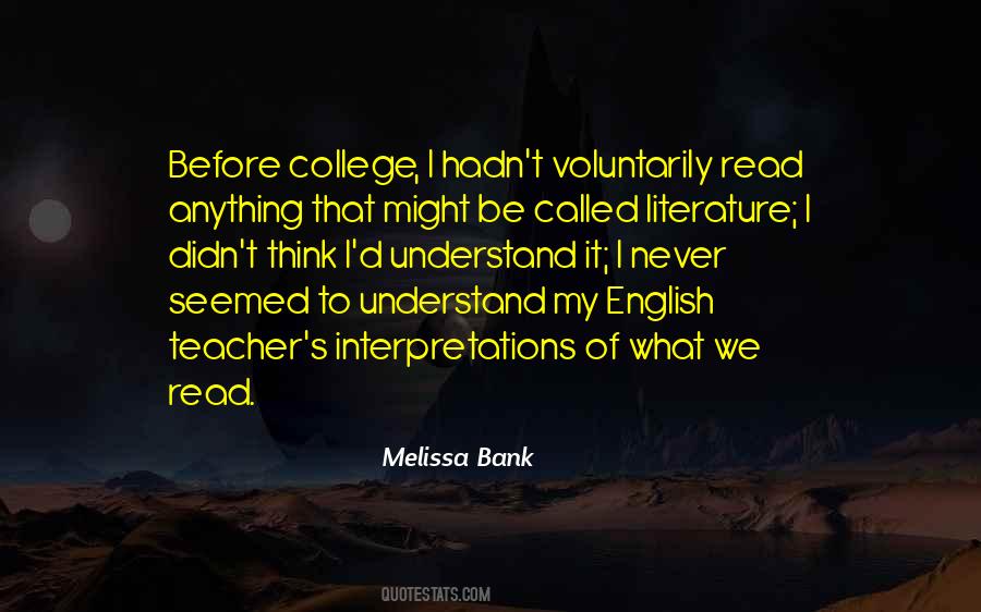 Melissa Bank Quotes #1302478